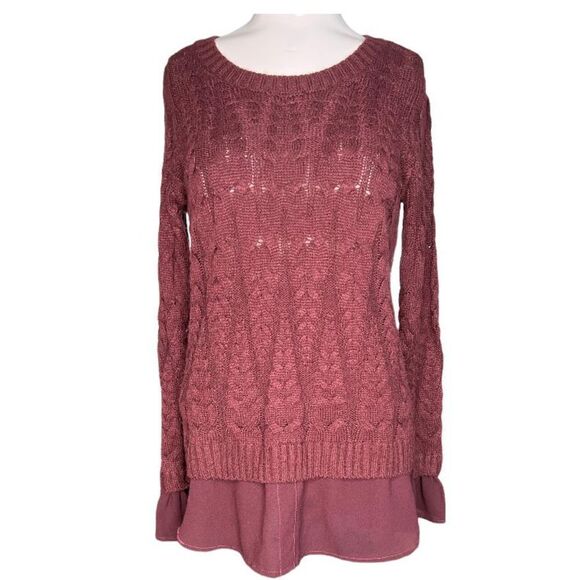 Elle XS cable knit mock layer sweater - Picture 2 of 11